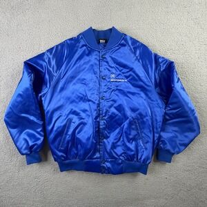 Motorola Electronics Employee Bomber Satin Jacket Snap Made In USA Mens Size XL